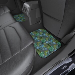 Aesthetic Car Mats, Green Tropical Car Floor Mats, Cute Floor Mats for Women, Great First Car Gift & Garden and Plant Lover Gift,