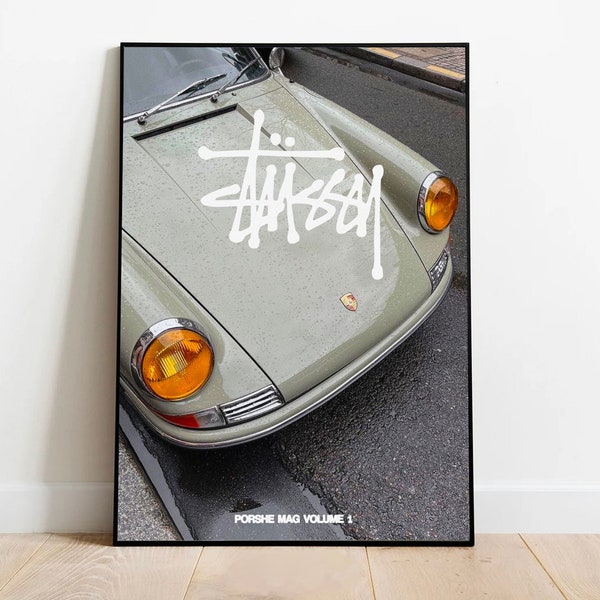 Stussy Porsche Posters for bedroom - brand print poster car poster wall art cool print cool poster gift for women gift for men