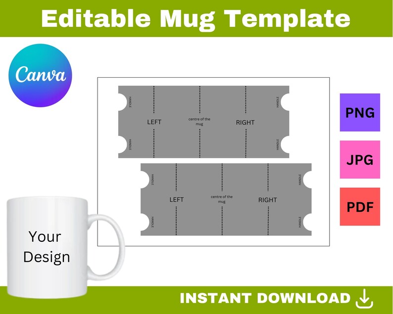Design Your Own Coffee Cups Template Editable Mug Sublimation Etsy