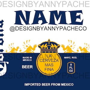 Plantilla de cerveza corona para personalizar 8 Oz