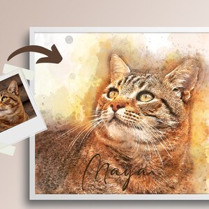 Watercolor cat portrait from photo, custom cat portrait, cat painting, personalized cat gift, gift for cat lovers, cat memorial