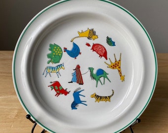 Vintage ARABIA FINLAND PARADE 7 5/8" Multi-Color Animals Child's Plate