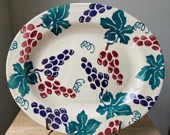 Vintage EMMA BRIDGEWATER VINE 16" Grapes Leaves Oval Platter - England