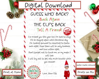 Elf Return Letter Printable - Etsy