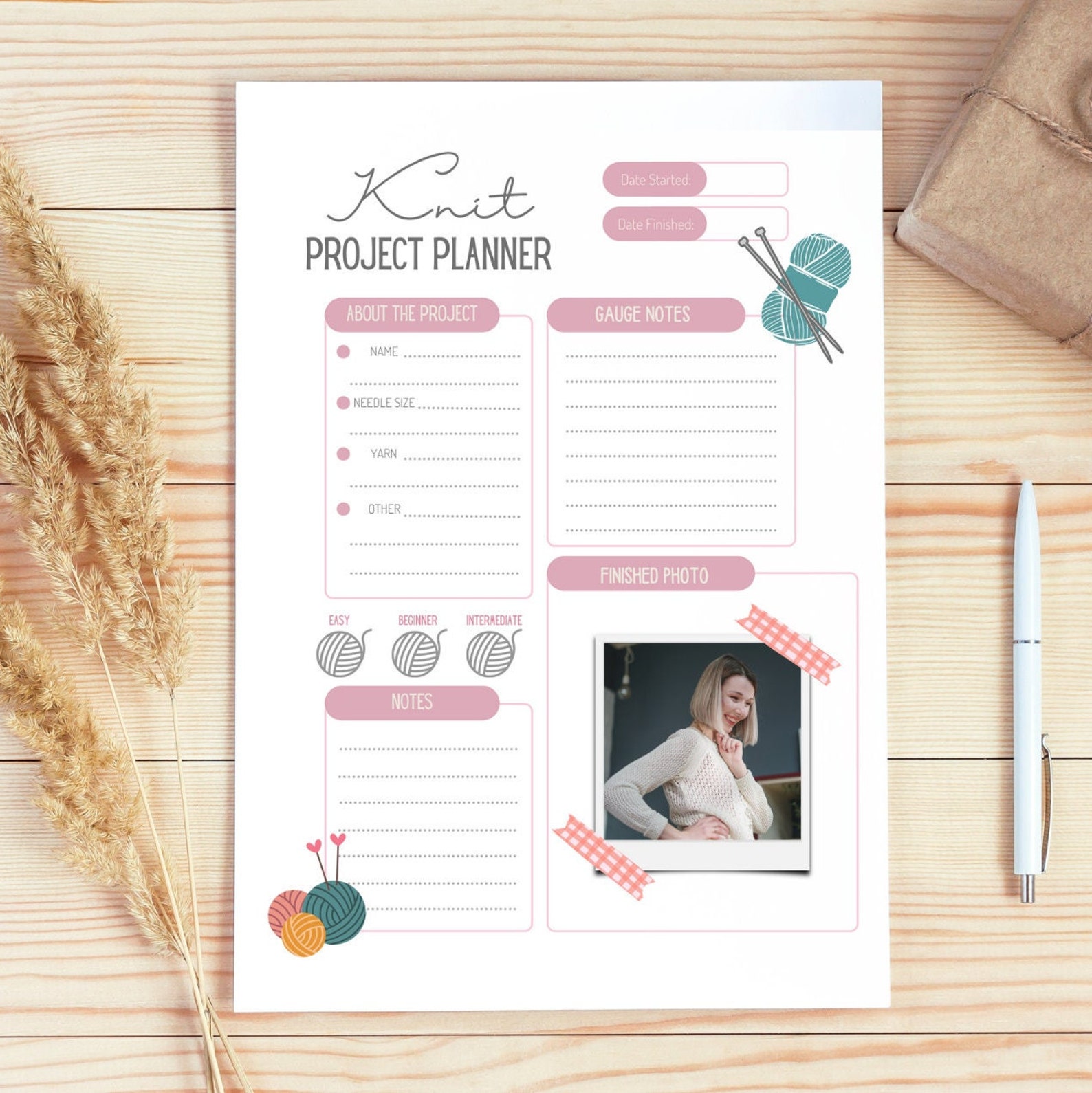 Printable Knitting Planner, Knit Planner, Knit Project Planner, Digital