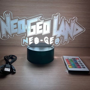 Sign Logo Lamp Led NEO GEO LAND in acryl - Display Man Cave Cartel Aes mvs cdz cd