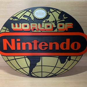 Sign Logo World of Nintendo 3D in Hout - Display hangmuur Man Cave Cartel Madera