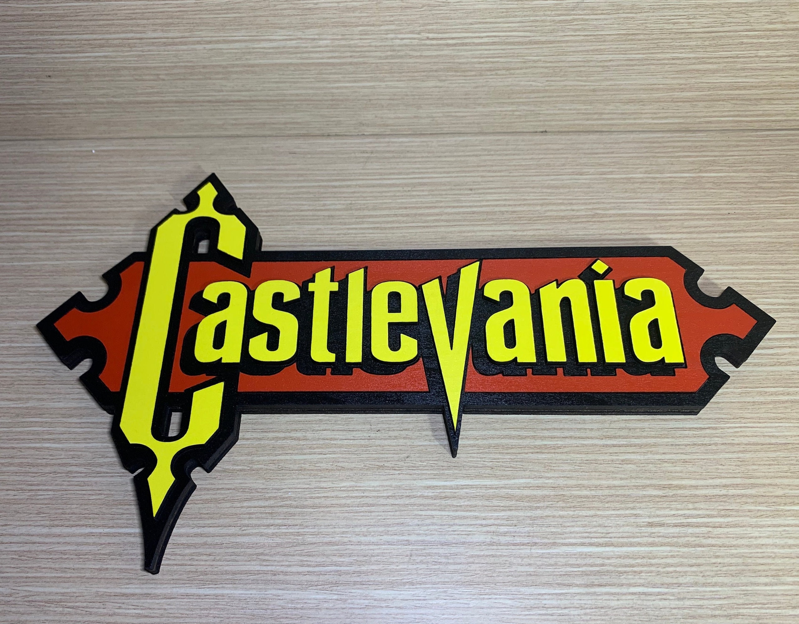 Handmade Castlevania Wood Logo Sign - Man Cave Wall Decor