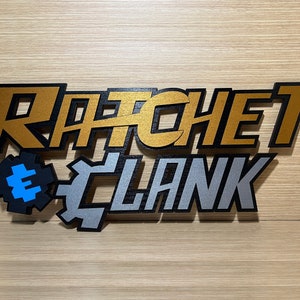 Displaybord Logo Ratchet & clank - Display hangmuur Man Cave Cartel Madera Wood PS3 PS4 PS5 en