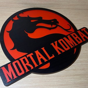 Display Sign Logo Mortal Kombat in Wood - Display hang wall Man Cave Aes Cartel Madera Wood Mega drive Super nintendo switch ps3 ps4 ps5 x 1