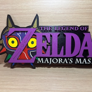 Display Sign Logo Zelda Majoras masker in hout - Display hang muur Man Cave Cartel Madera Nintendo 64 n64 Game Cube Switch Nintendo NES