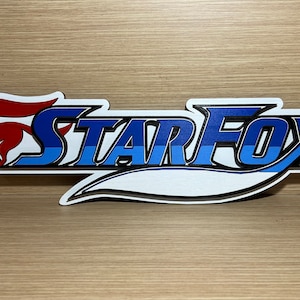 Display Sign Logo Starfox in Wood - Display hang wall Man Cave Cartel Madera Wood Nintendo 64 Game cube switch N64 Game boy nes Star fox