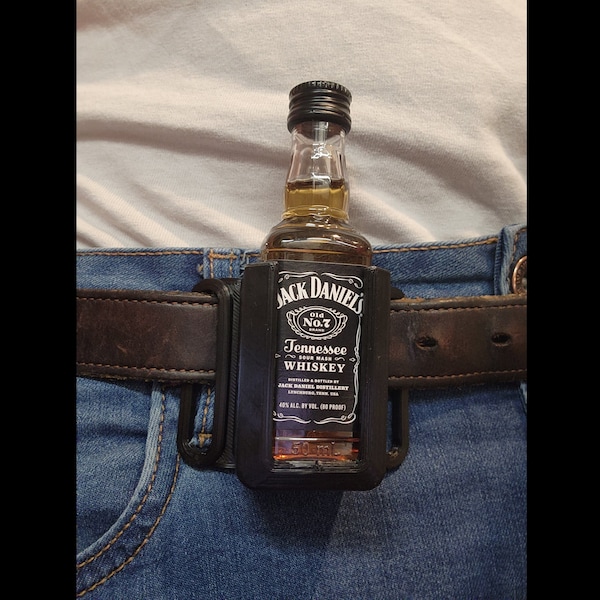 Jack Daniels Belt Holster, 50ml Tennessee Whisky Nipper Bottle Holder, Tactical Practical Party Drinking Accessory, Alcohol Gear