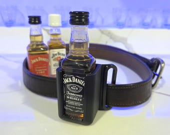 Jack Daniels Belt Holster, Mini 50ml Tennessee Whisky Nipper Bottle Holder, Tactical Practical Party Drinking Accessory, Alcohol Gear