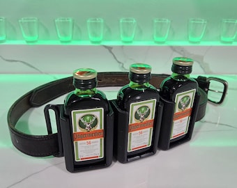 Triple Jagermeister Belt Holster, Tactical 50ml Mini Jager Nipper Bottle Holder, Practical Party Accessory, Herbal Alcohol