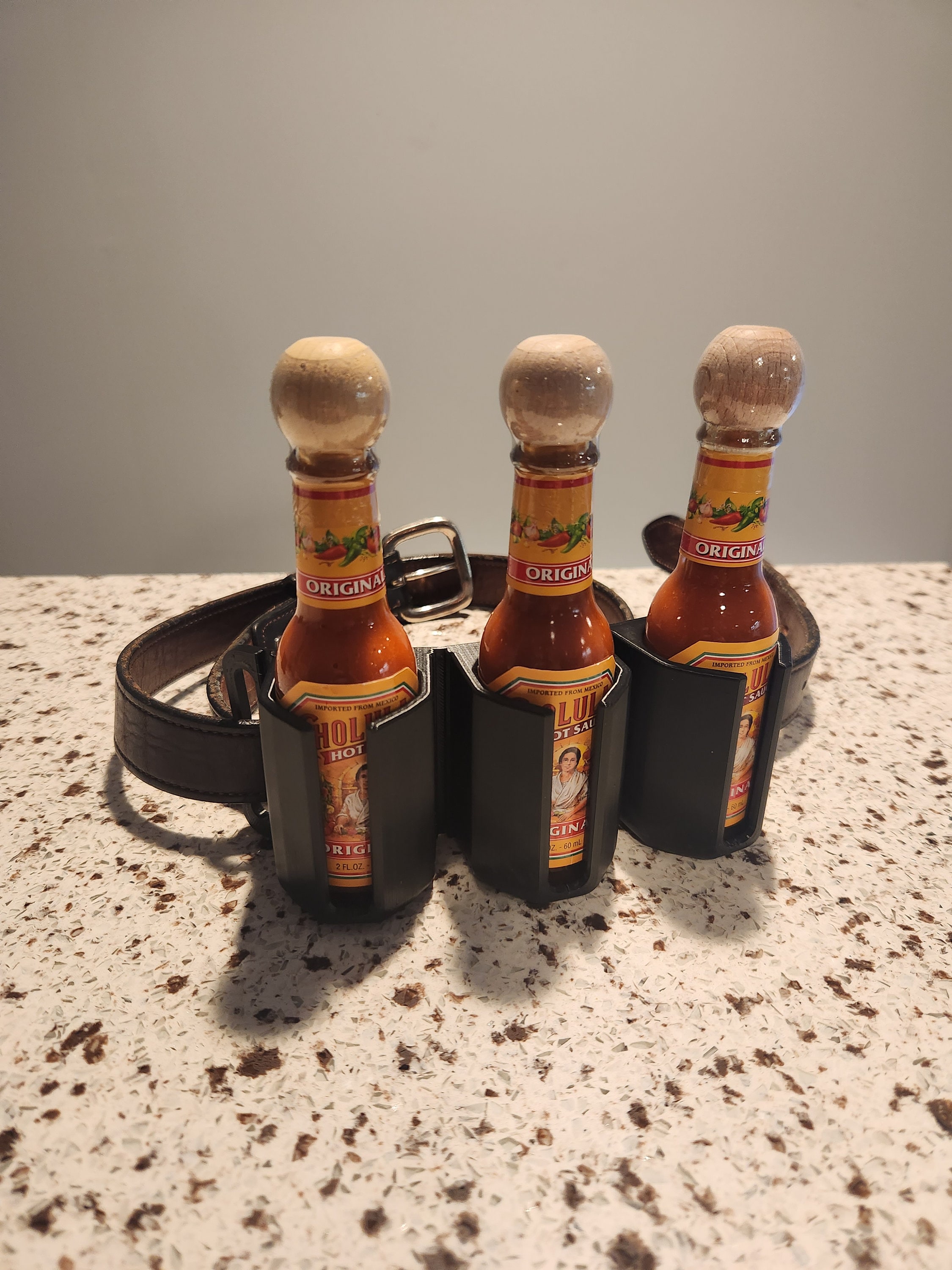Triple Cholula Belt Holster, Mini 2 Oz Travel Sized Tactical Bottle