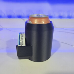 This is a custom design by a professional engineer who loves to party. This Can insulator holds a standard 12 oz can used by MOST beverage brands and a can of the Z brand.  This item is made of Ultra flexible material and is nearly indestructible. The design utilizes a Hollow core to generate ideal thermal dynamic performance to prevent the warmth of your hand from heating up your drink.