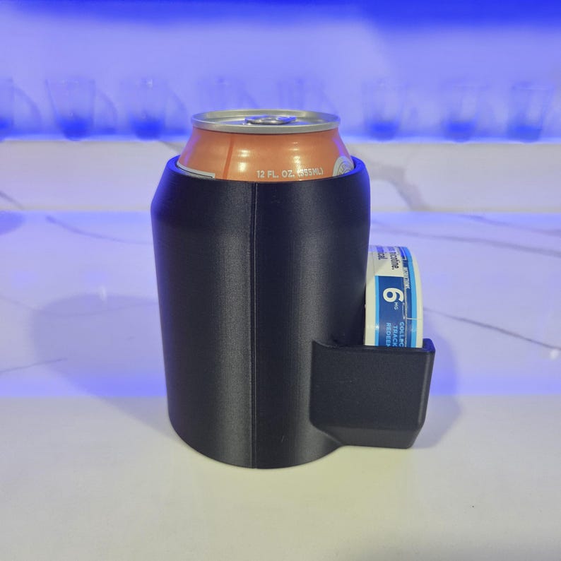This is a custom design by a professional engineer who loves to party. This Can insulator holds a standard 12 oz can used by MOST beverage brands and a can of the Z brand.  This item is made of Ultra flexible material and is nearly indestructible. The design utilizes a Hollow core to generate ideal thermal dynamic performance to prevent the warmth of your hand from heating up your drink.