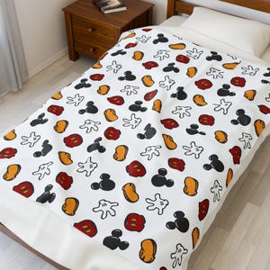 Velveteen Plush Blanket - Mickey Mouse Disney Park Adult Throw, Cozy Blankie for Disney Fans, Warm Fleece Bedding, Gift for Disney Lover,