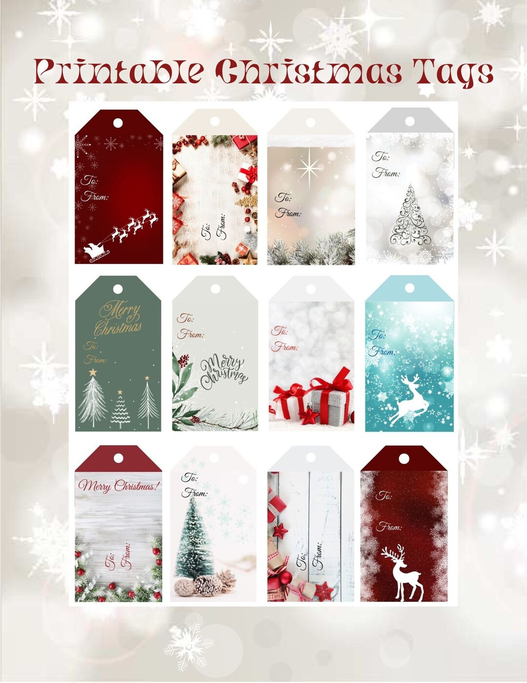 Printable Christmas Gift Tags Printable Christmas Gift - Etsy
