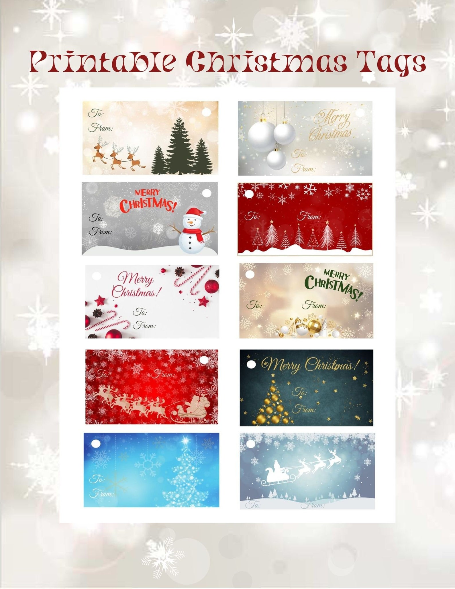 Printable Christmas Gift Tags, Christmas Name Tags, Printable Christmas ...