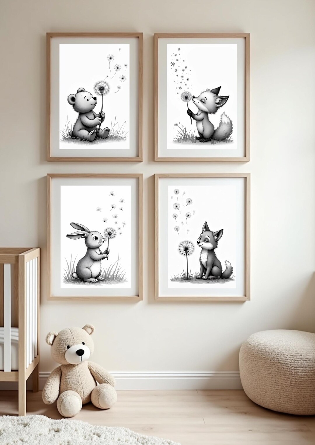 Woodland Nursery Art Set, Printable Nursery Wall Decor, Baby or Childs ...