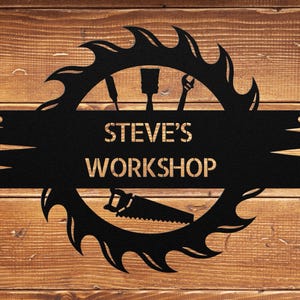 Workshop Sign, Custom Workshop Name Sign, Personalized Workshop Decor, Personalized Garage Sign, Workshop Wall Art, Man Cave Decor, Gift