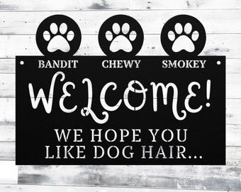 Dog Welcome Sign, Dog Name Sign, Custom Dog Sign, Dog Lover Gift, Metal Dog Decor, Personalized Pet Sign, Dog Wall Art,  Dog Themed Decor