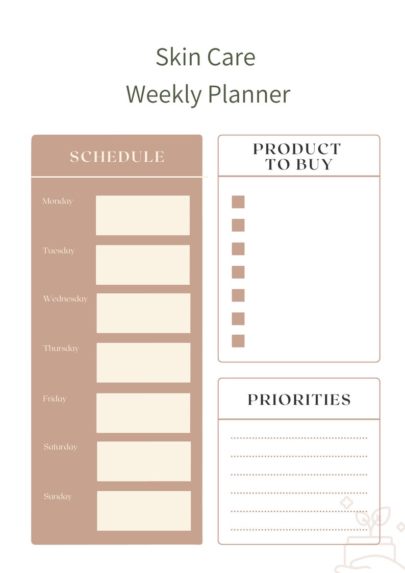 SKIN CARE PLANNER Downloadable Digital Planner Printable Etsy