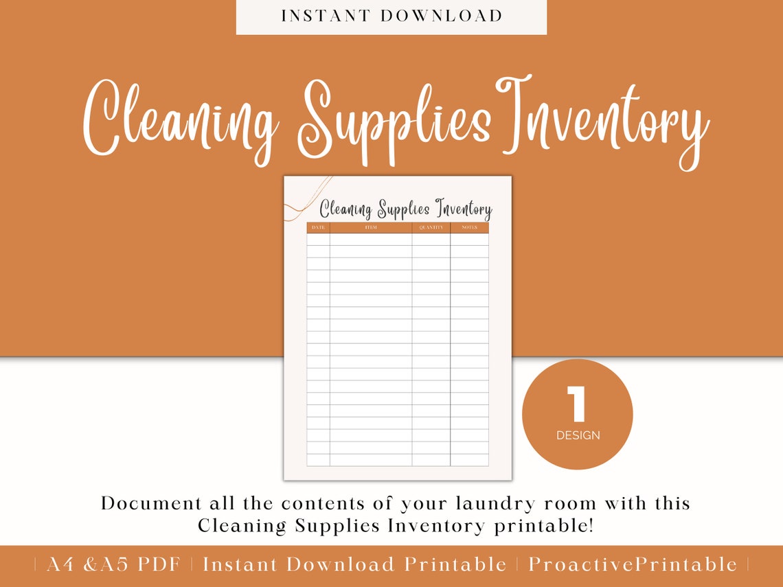 Cleaning Supplies Inventory Printable Cleaning Items List Etsy