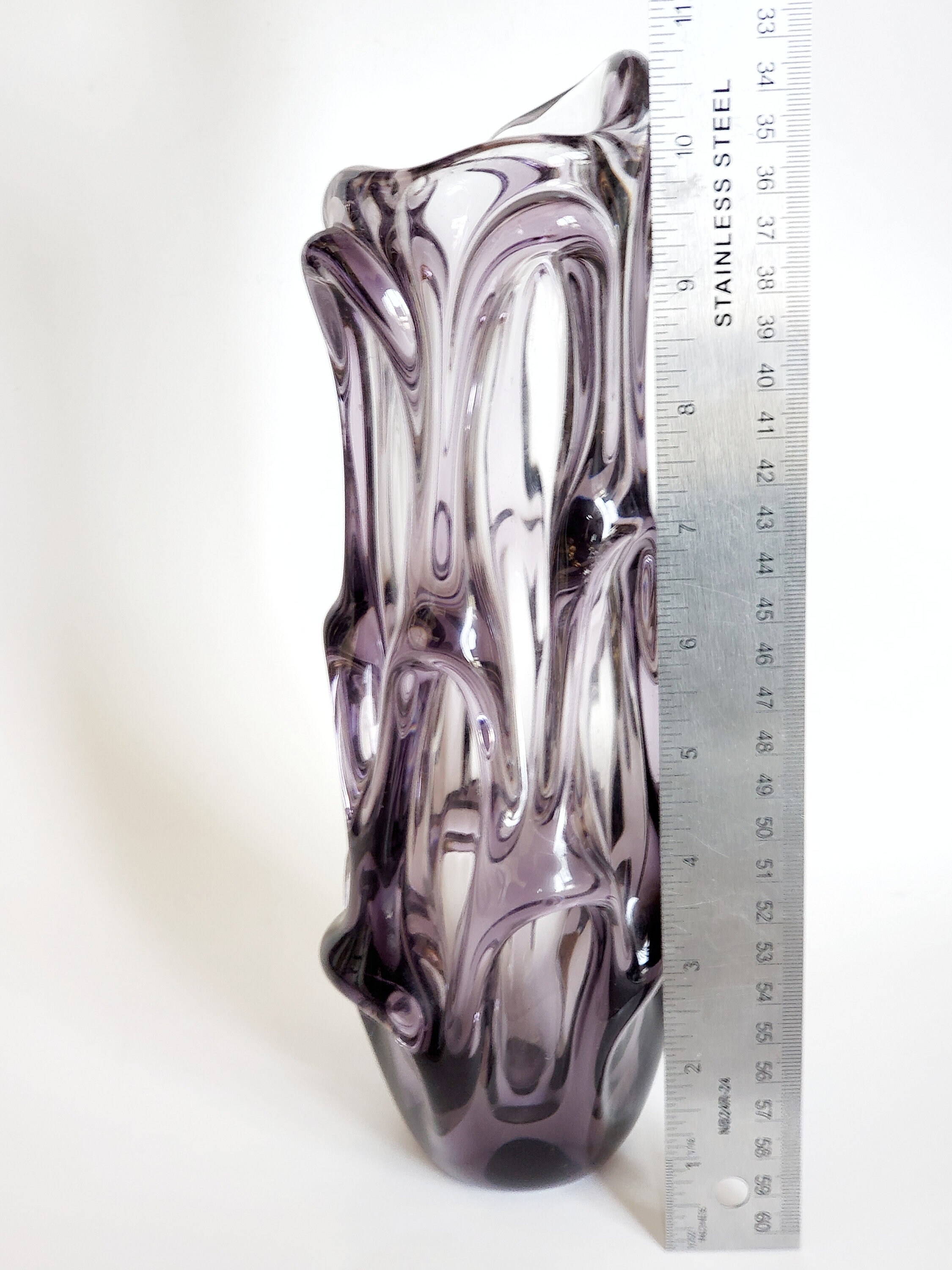 Vintage MCM Purple Glass Vase, Circa 1960s, Mid Century Modern Art