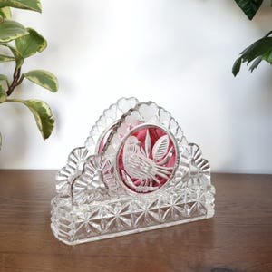 Hofbauer Byrdes Ruby Crystal Birds Napkin Holder, Made in Germany