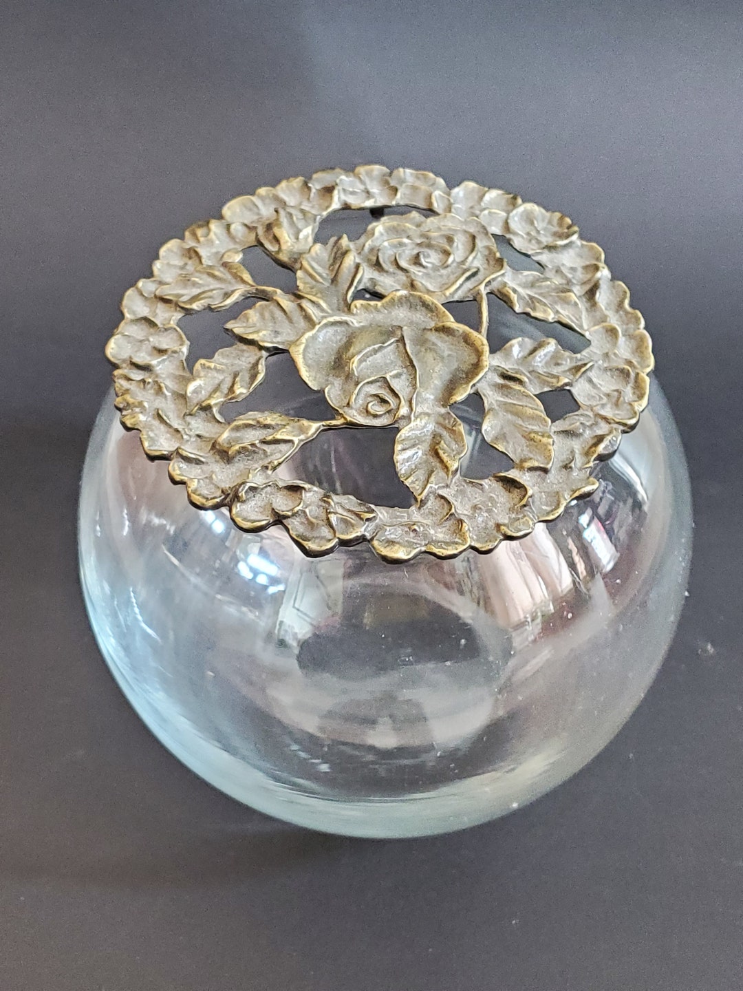 Glass Potpourri Jar With Topper Metal Topper for Potpourri Etsy