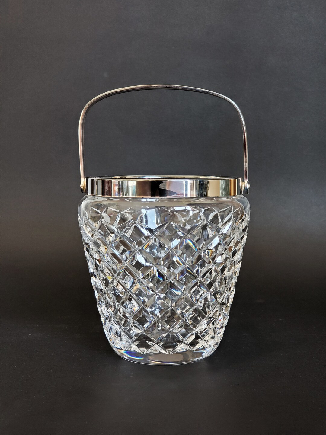 WMF Ice Bucket, Cut Crystal Ice Bucket With Silver Plate Handle, Made