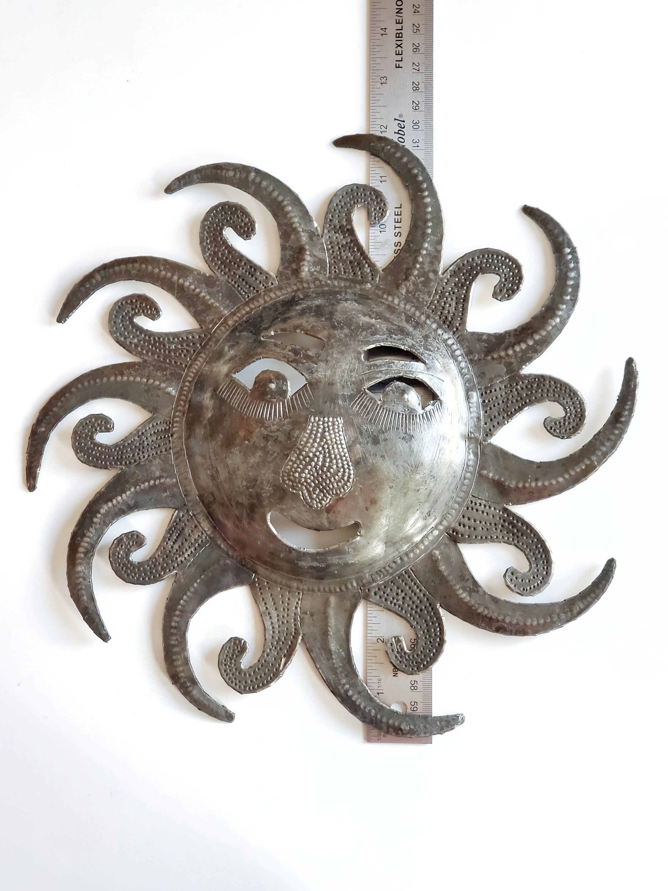 2 Handcrafted Metal Sun Face Wall Plaques Metal Wall Décor Etsy Canada