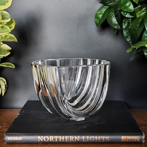 Kosta Boda Crystal Ribbed Heavy Vase Or Bowl Signed By Goran Warff