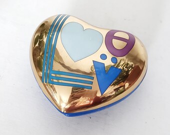 Jonathan Adler Blue LOVE Heart Trinket Box , Gift Idea For Valentine Day