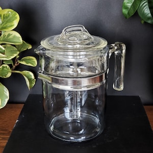 Pyrex Flameware 6 Cup Glass Teapot Coffee Pot Percolator With Lid 7826b