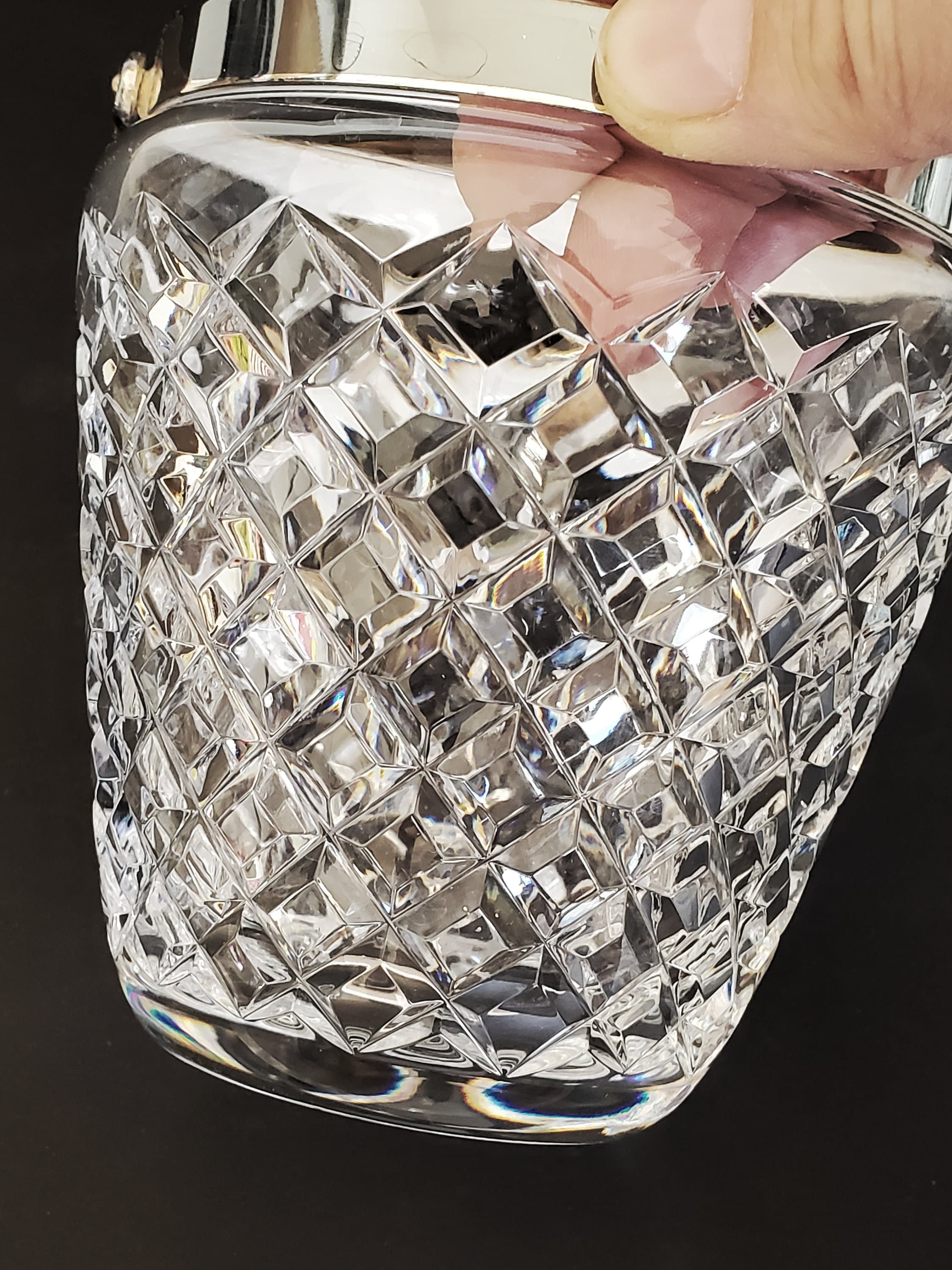 WMF Ice Bucket, Cut Crystal Ice Bucket With Silver Plate Handle, Made