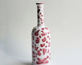 Starbucks Barista Ceramic Olive Oil Bottle, Hand Painted In Italy, Pink Flower Pattern, 2003