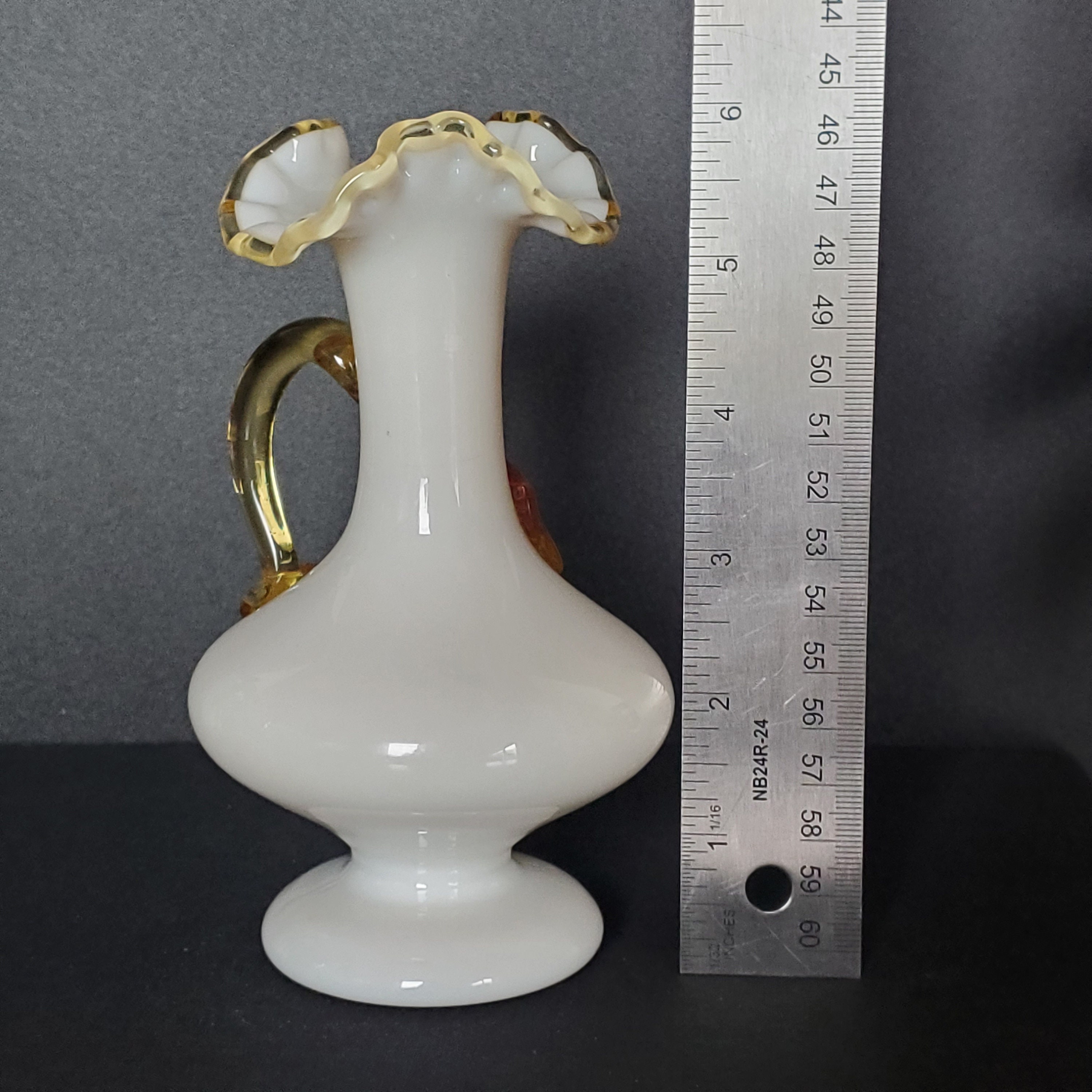 Stevens and Williams Uranium Milk Glass Hand Blown Vase With