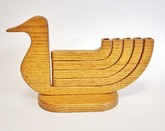 Wood Bird Folding Candle Holder, Mid Century Scandinavian Style Candlestick Holder, Collapsible Bird Candelabra, Wood Décor