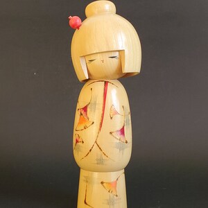 Vintage Kokeshi Doll By Kishi Sadao, Japanese Traditional Wooden Doll, 8.5 Inches Tall, Signed, Made In Japan