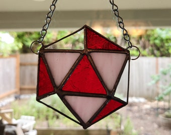 Stained Glass D20 Suncatcher