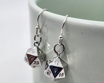 Silver D20 Earrings - perfect gift for your favorite rpg player!