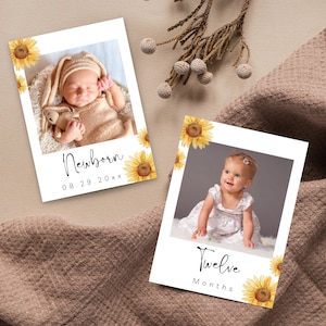 Sunflower First Birthday Photo Banner | Editable Template | First Birthday | Minimalist | Digital Photo Banner | Summer