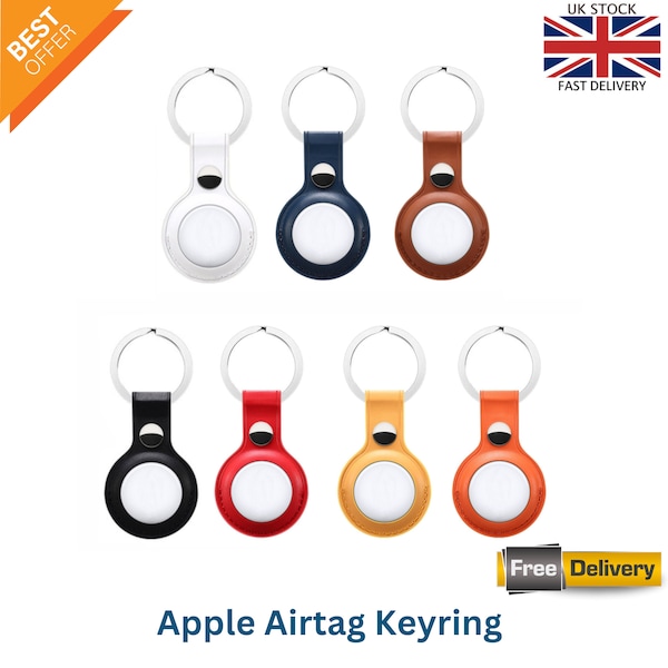 Apple AirTag PU Leather Case Keyring Holder Faux Leather Airtag Keychain Holder - Case for tracking Devices. Airtag GPS Cute Keyring
