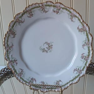 Antique Limoges Luncheon Plate, Made in France by La Violette, Shabby Chic, Cottage Country, Romantic Country