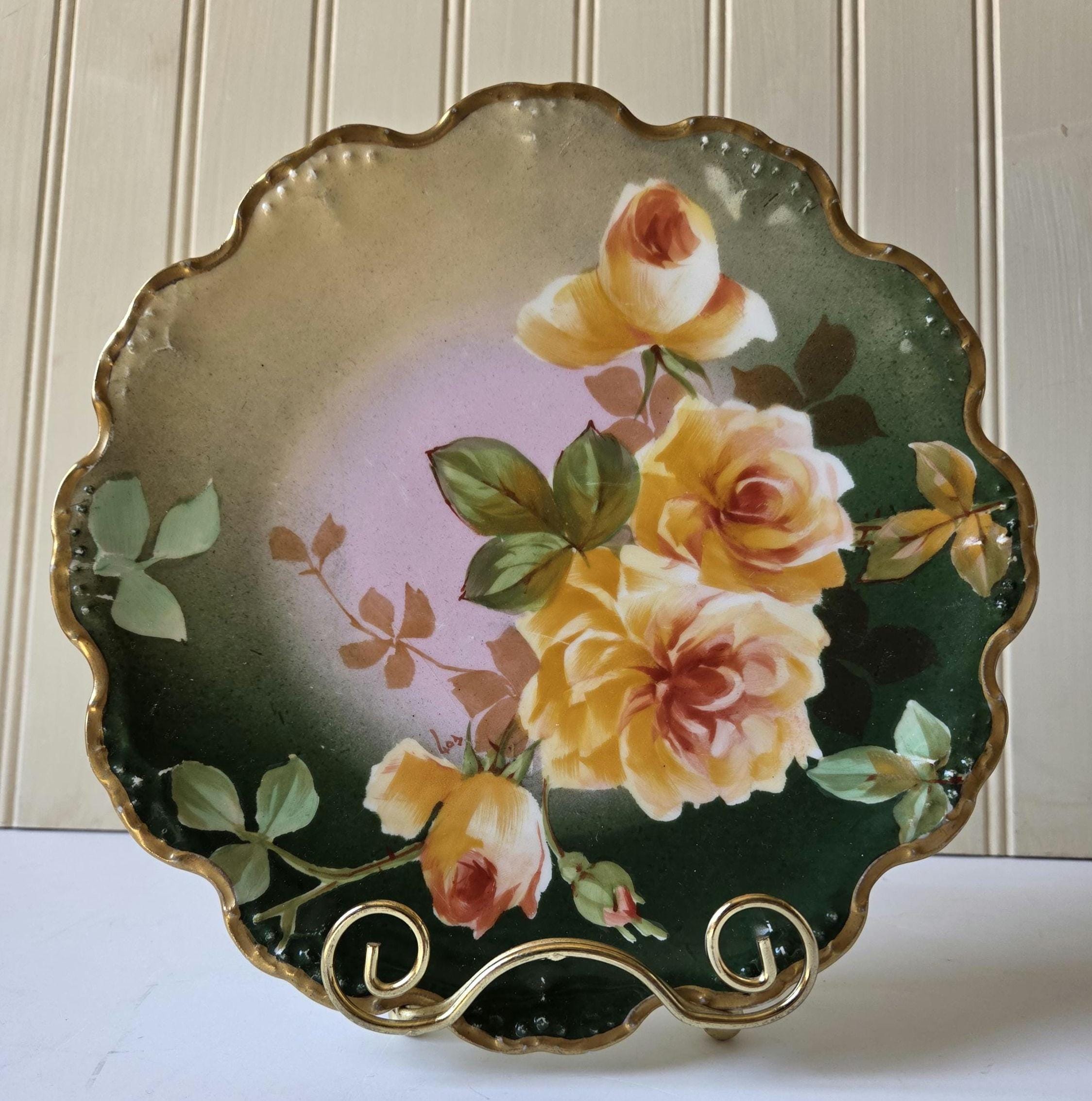 Limoge Yellow Rose Plate - Etsy