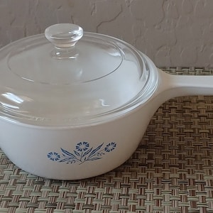 Corning Ware Pan with Lid Cornflower Blue Pattern P-82B and P-81-C